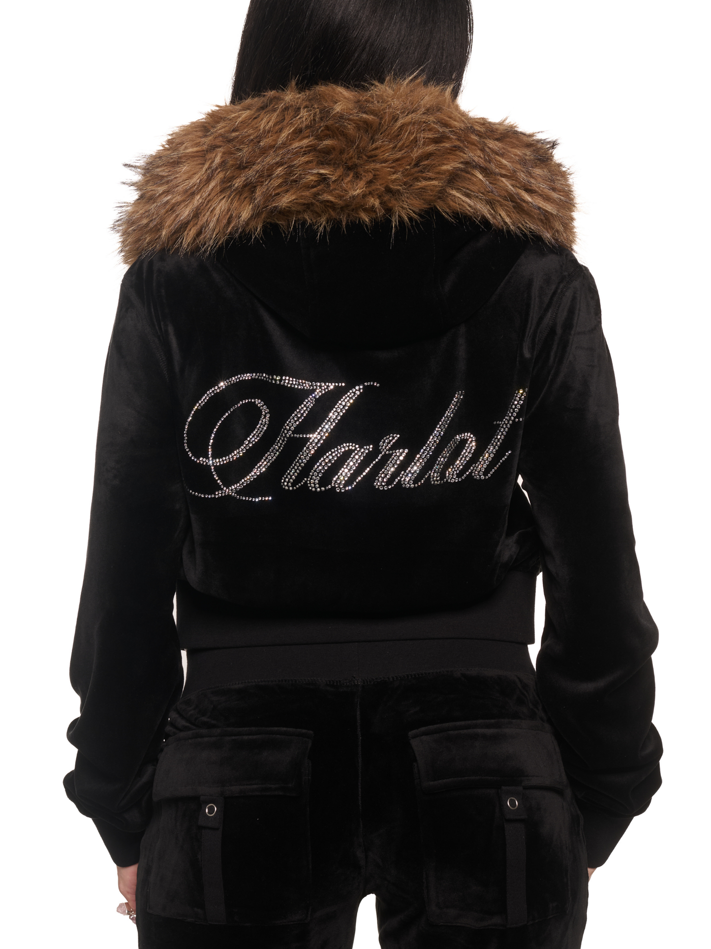 トップス Black Glam fur velour hood zip up CARMELA ZIP HOODIE | BLACK HOODIE | VELOUR | HARLOT – Harlot